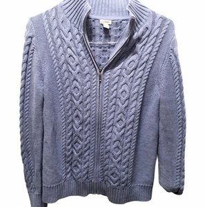 LL Bean Cable Knit Full Zip Sweater Jacket
